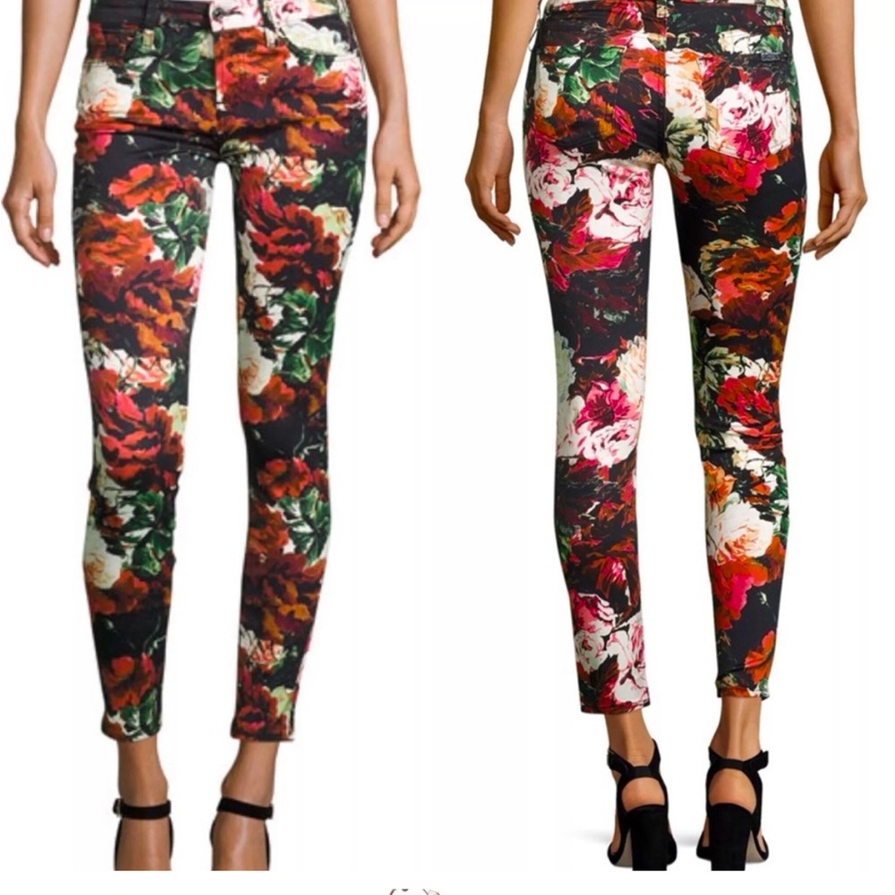 7 For All  Mankind Floral Skinny Jeans Size 25